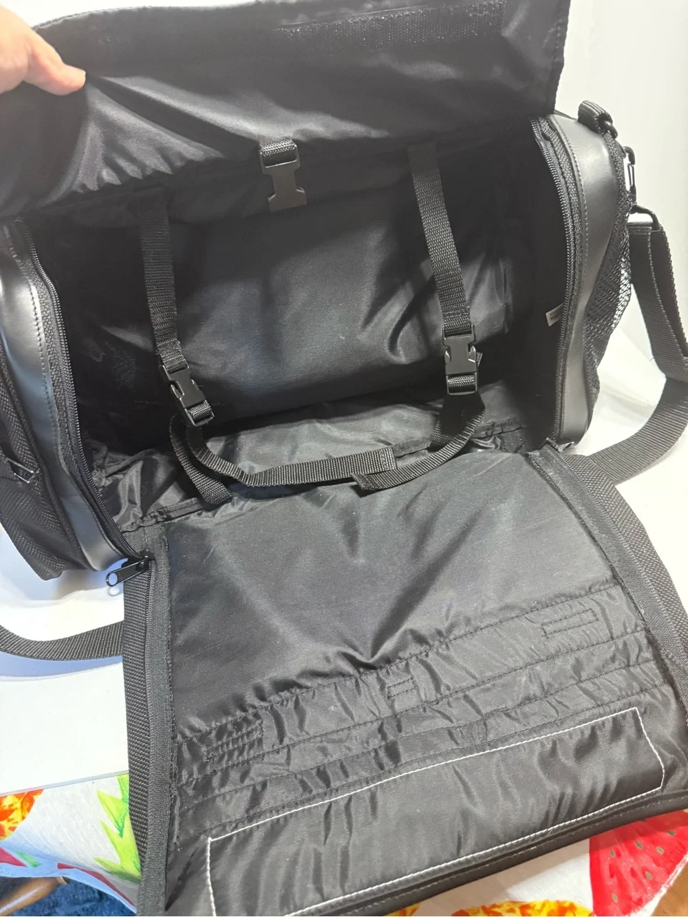 Harley-Davidson Black Travel Duffel With Mesh Pocket, Handles & Shoulder Strap